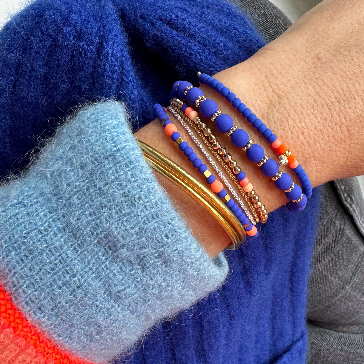 GOLDEN DOTS BLUE FLAMINGO