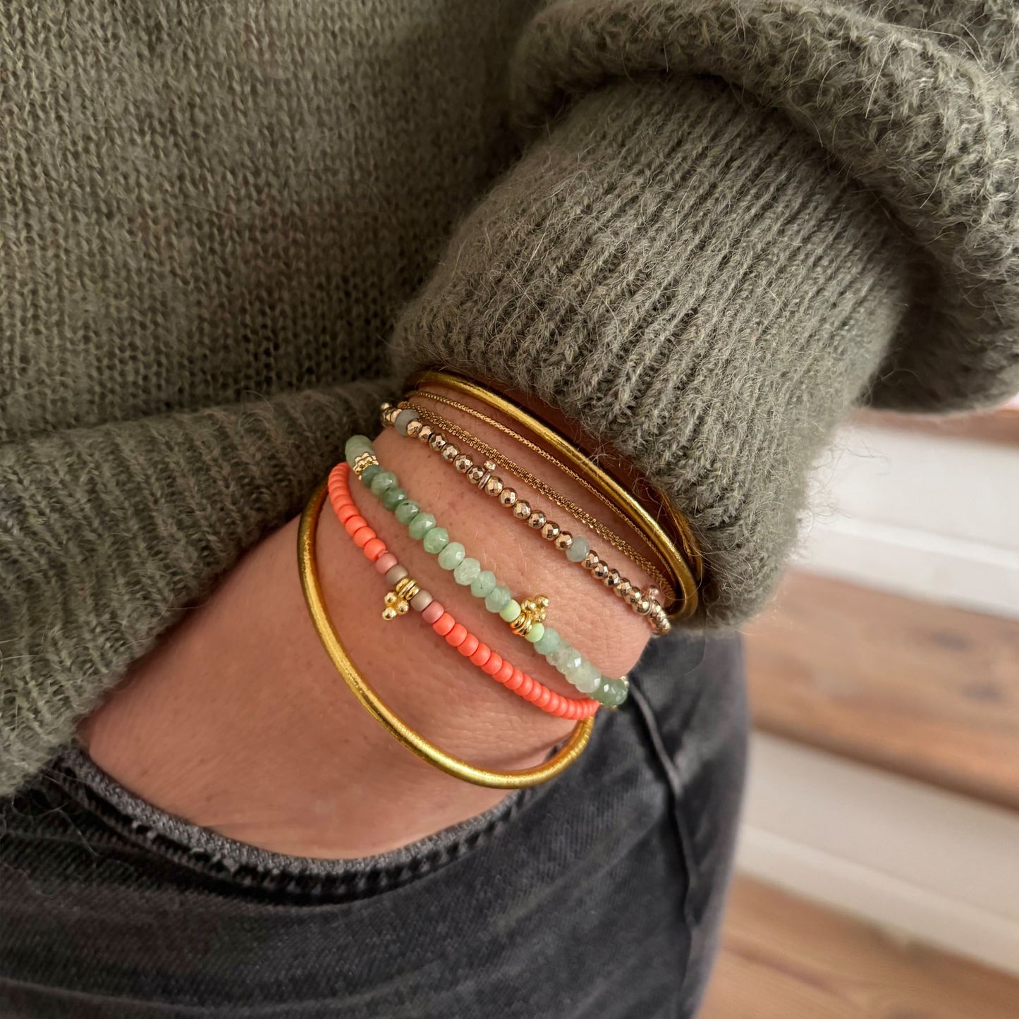 Fine glitter bracelet gold