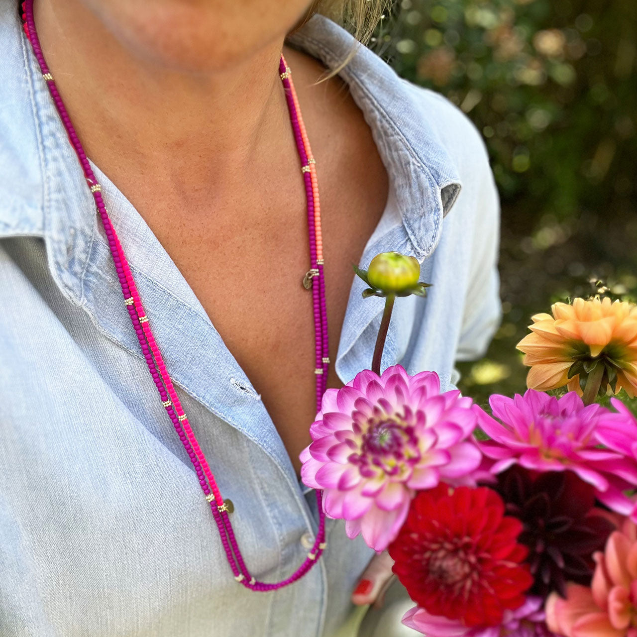 NECKLACE PINK FUCHSIA